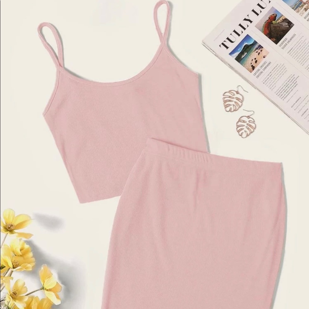 Pink cami skirt set